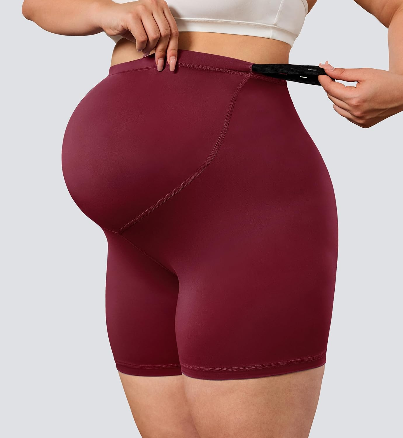 BONVIGOR Buttercloud Maternity Shorts over the Belly - 5" plus Size Pregnancy Biker Shorts Women Workout Yoga (L-5XL) image number 5