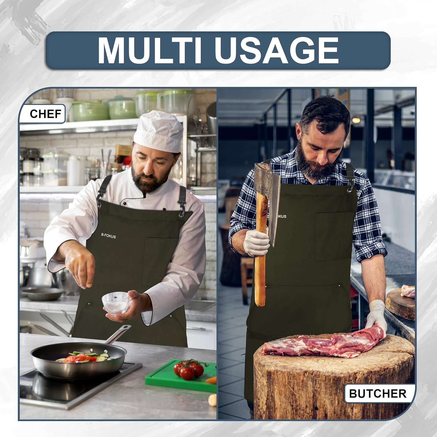 Premium Multi-Use Cotton Canvas Apron &ndash; Durable 10Oz Adjustable Aprons for Cooking, BBQ, Crafting with Pockets, Brass Hardware, Aprons for Women and Men, Chef Apron, Waterproof Apron - Blue image number 2