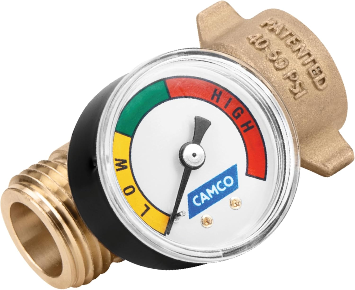 Camco 40064 RV Brass Water Pressure Regulator with Gauge