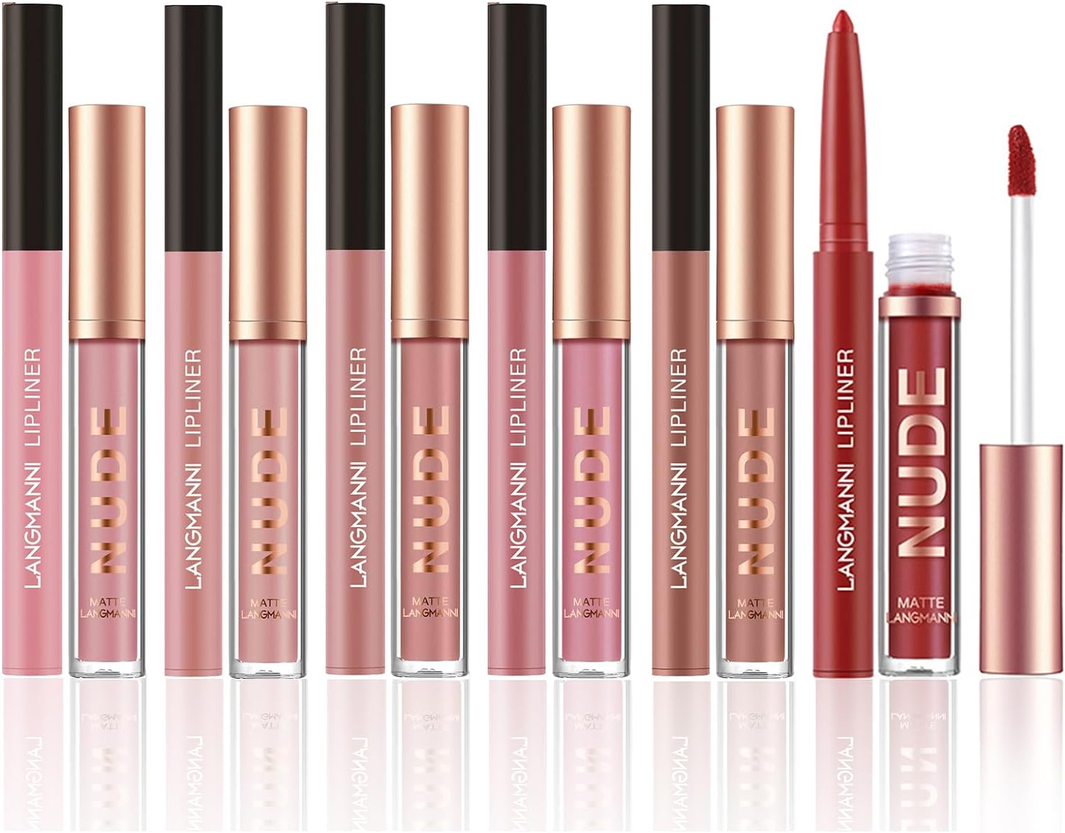 Enmart 12Pcs Lipstick Makeup Set, 2 in 1 Lip Liner Lip Gloss Set, Matte Liquid Lipsticks, Lip Liners Pencil, Long Lasting Waterproof Moisturizer Pigmented Lipstick, Beauty Lip Cosmetics for Girls image number 4