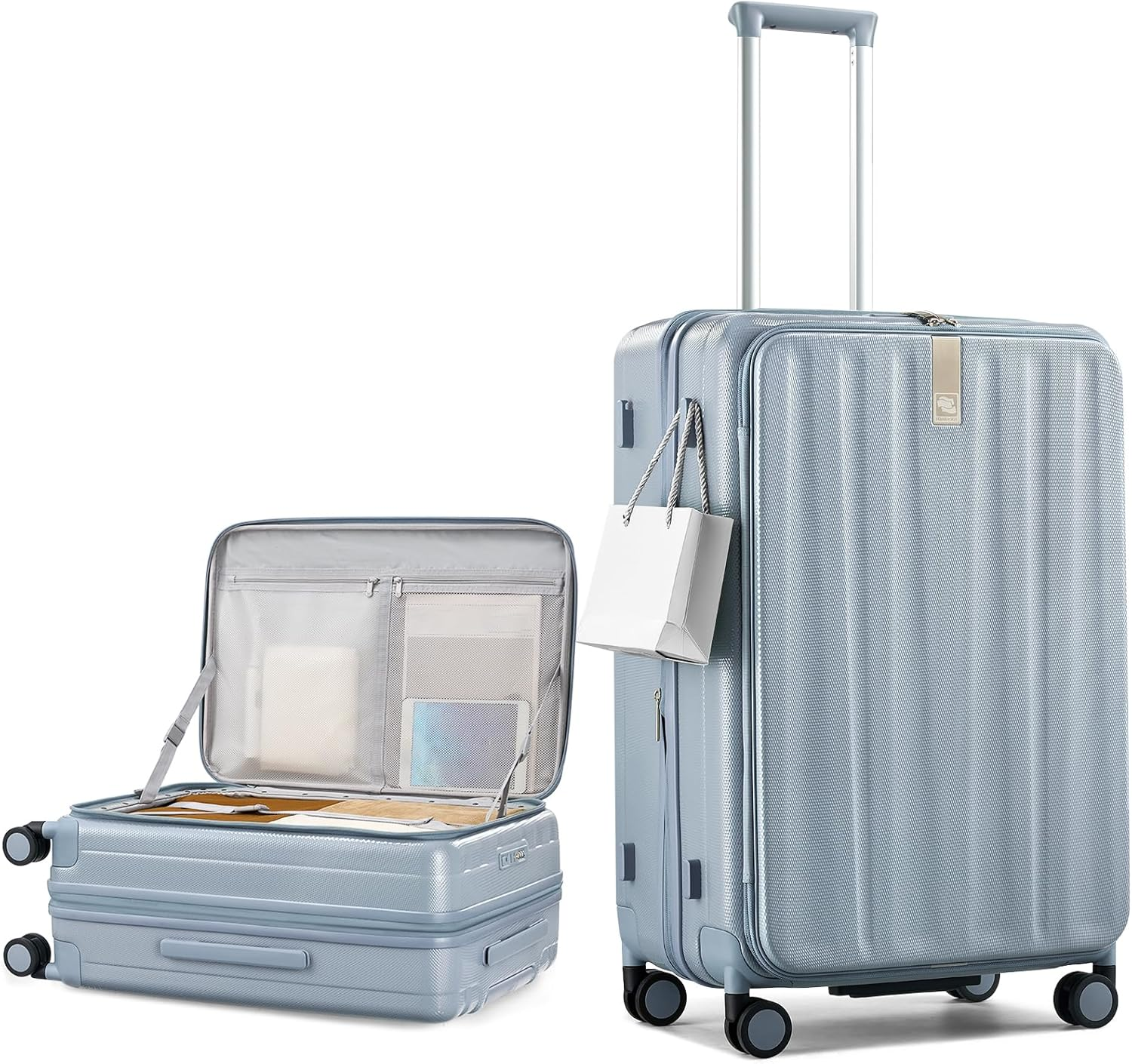 Hanke 26 Inch Expandable Luggage Top Opening Checked Bag Luggage Hard Shell Suitcases with Wheels Lightweight Travel Luggage Heavy Duty Luggage Suitcase with Lock for Woman Men-Grey