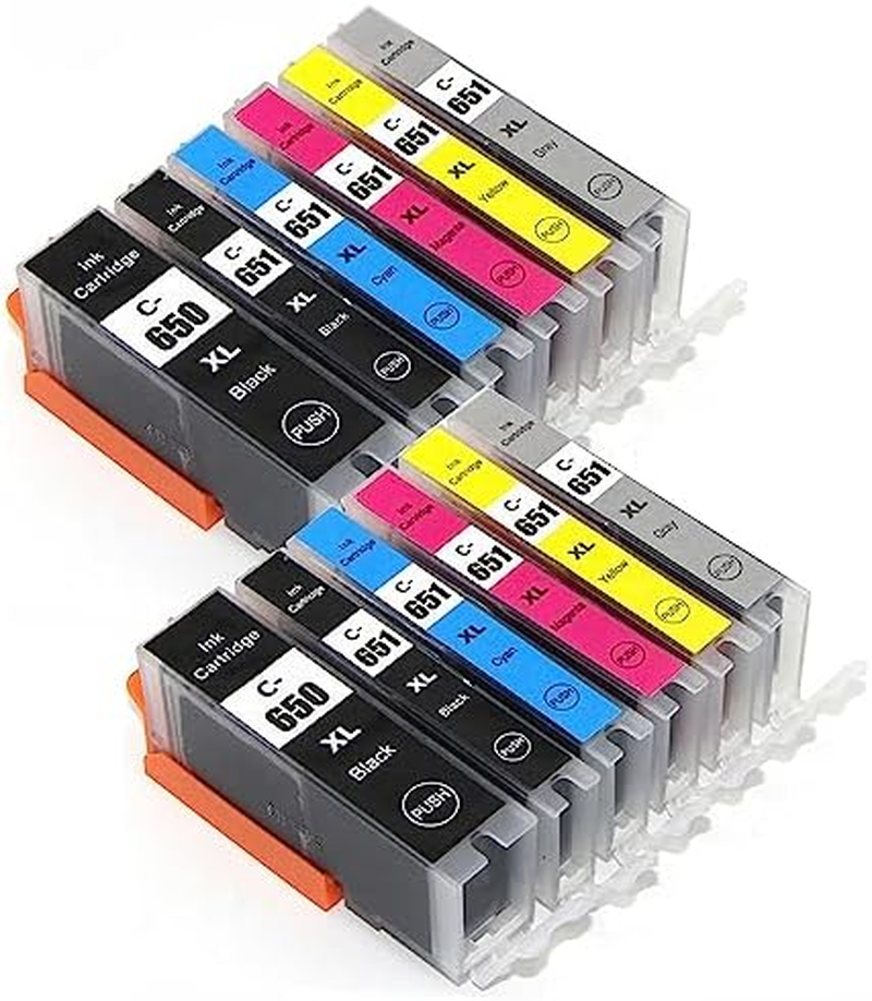 Extraprint 12 Pack Ink Cartridges [2BK,2PBK,2C,2M,2Y,2GY] Compatible Replacement for Canon PGI-650XL PGI650XL CLI-651XL - High Yield Inkjet Cartridges for PIXMA IP8760 MG6360 MG7160 MG7560 image number 1
