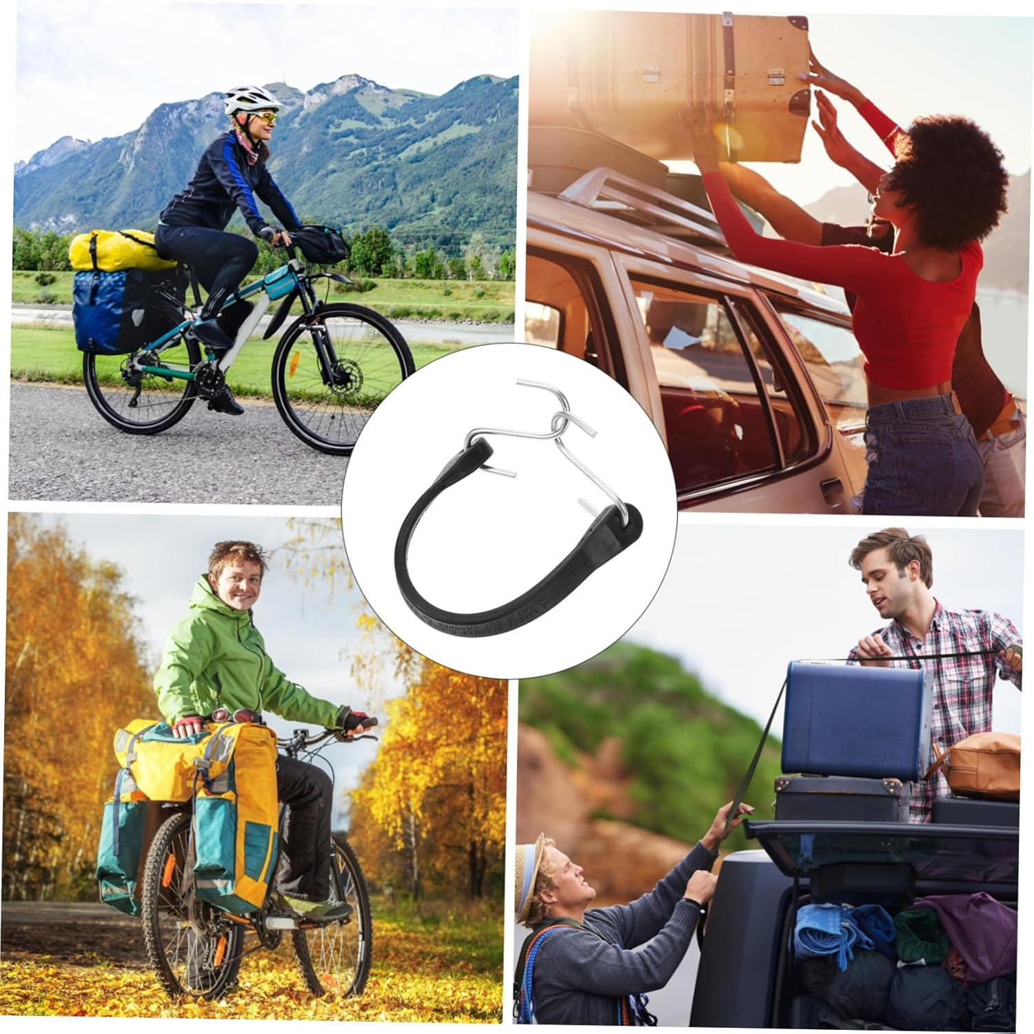 HOMSFOU 10Pcs Rubber Straps Luggage Connector Strap Elastic Bands Hook for Suitcase Fastening Travel Outdoor Use