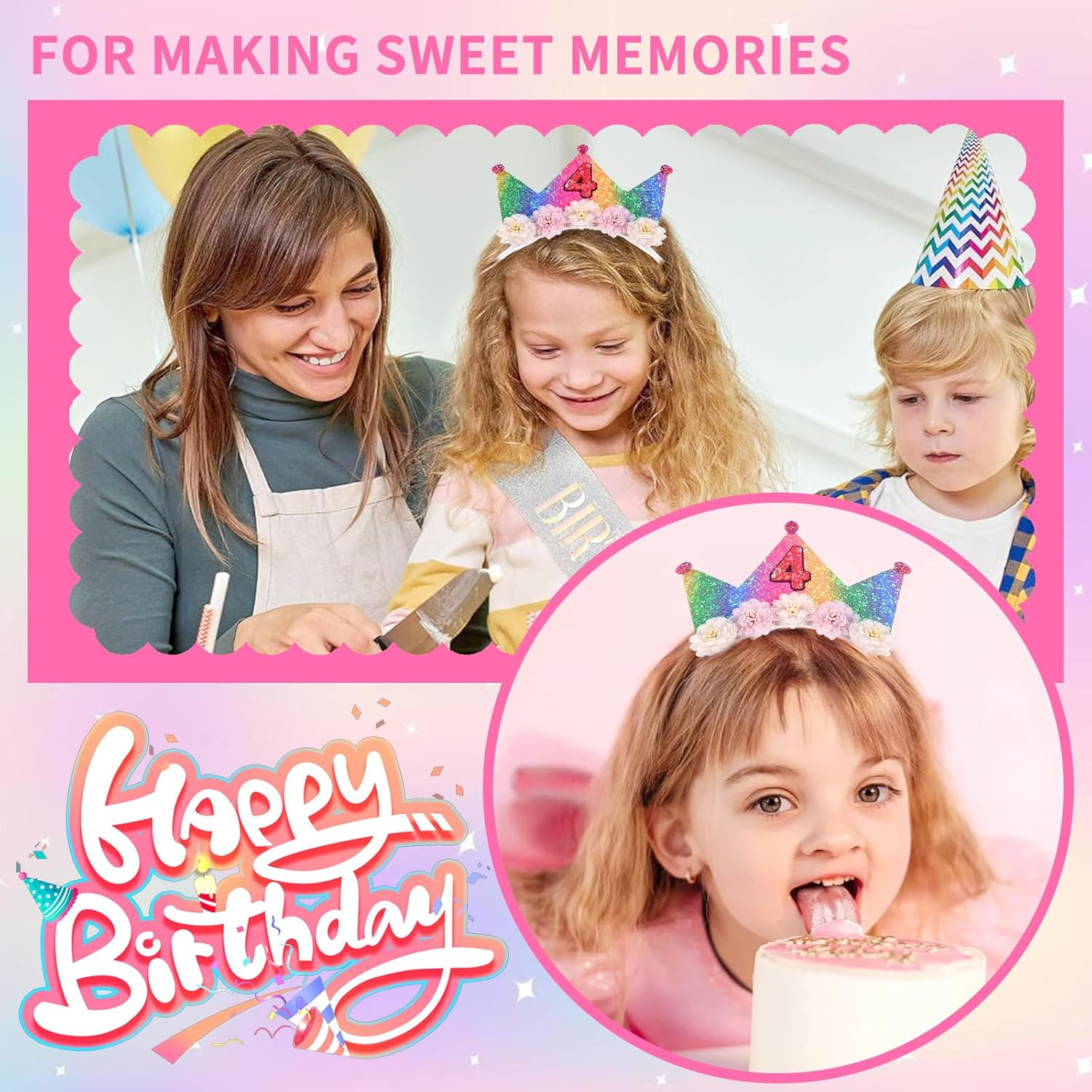 Vovii - Birthday Headband（Ba0216 - Rainbow(5Th) image number 7