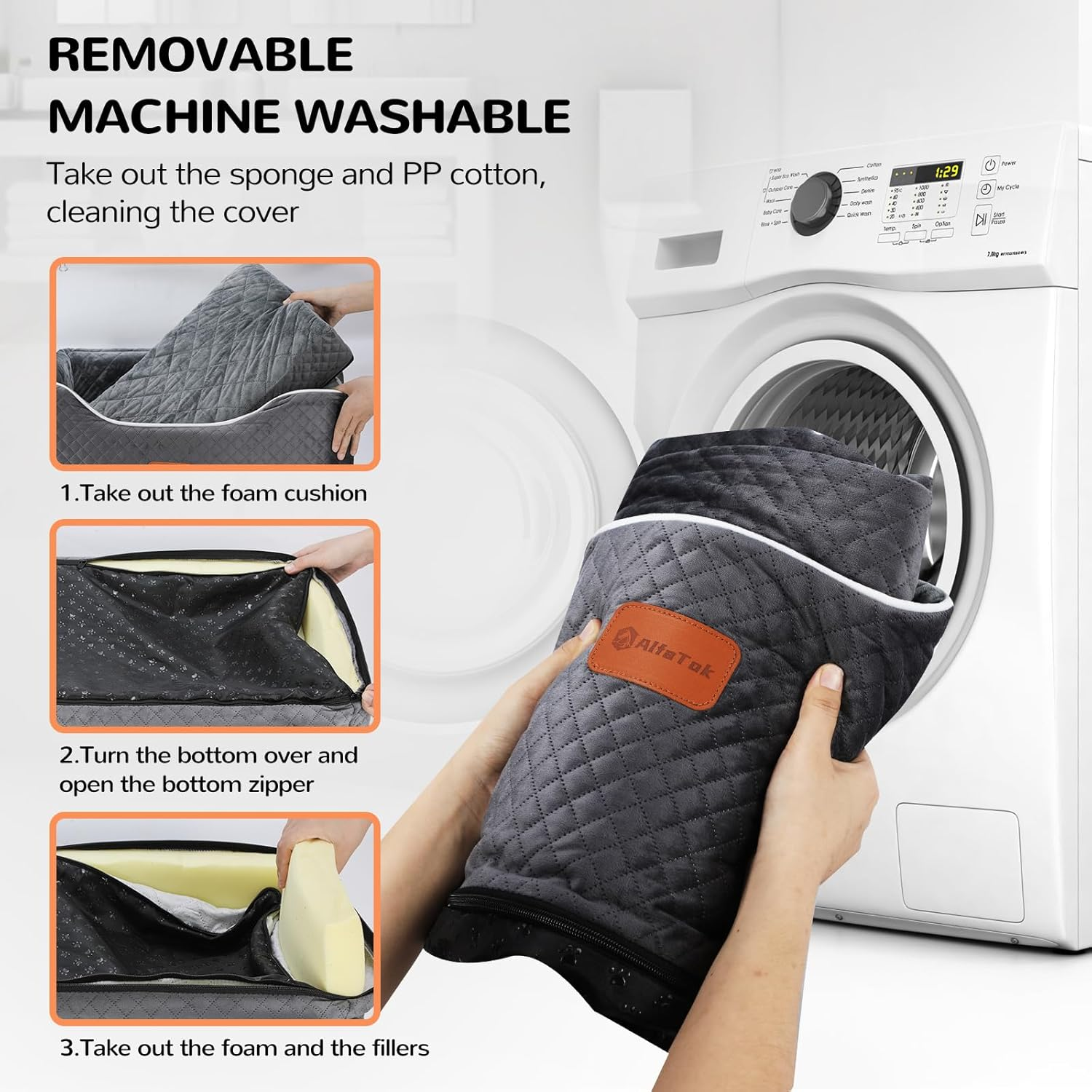 Alfatok Memory Foam Booster Dog Car Seat Medium Dogs, Elevated Pet Car Seat under 45 LBS, Detachable Washable, Anti-Slip Dog Booster Seat for Car Back Seat Only, Travel Dog Car Bed, Dog Seat Belt image number 1