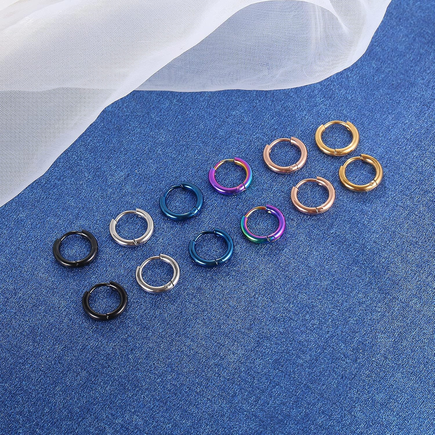 316L Surgical Stainless Steel Small Hoop Earrings 8Mm 10Mm 12Mm 14Mm Hypoallergenic Huggie Hoop Earrings Helix Lobes Hinged Sleeper Earrings Men Women for Cartilage Piercings image number 3