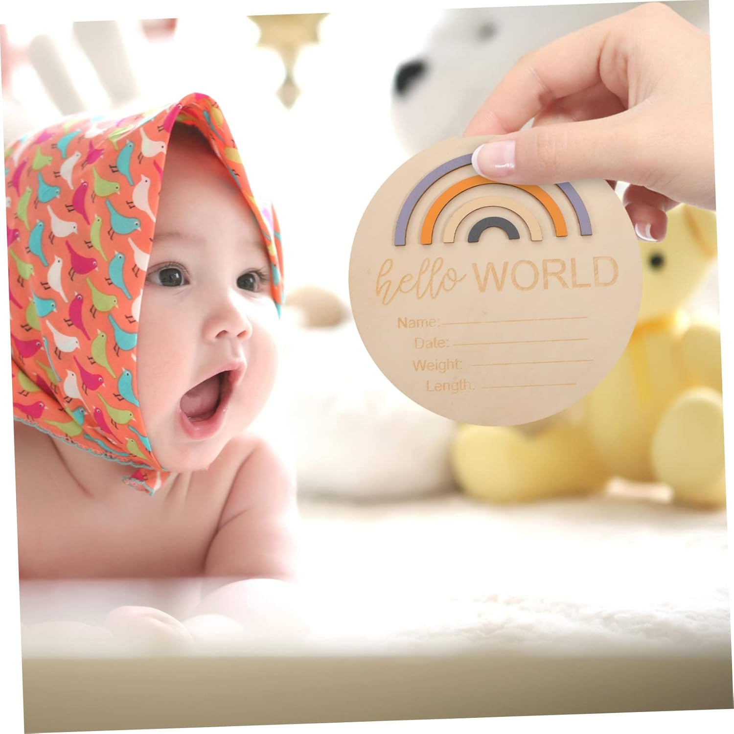 DECHOUS Wooden Milestone Cards Photo Prop for Newborn Announcement Birth Announcement Sign for Shower and Gender Reveal Gift image number 1