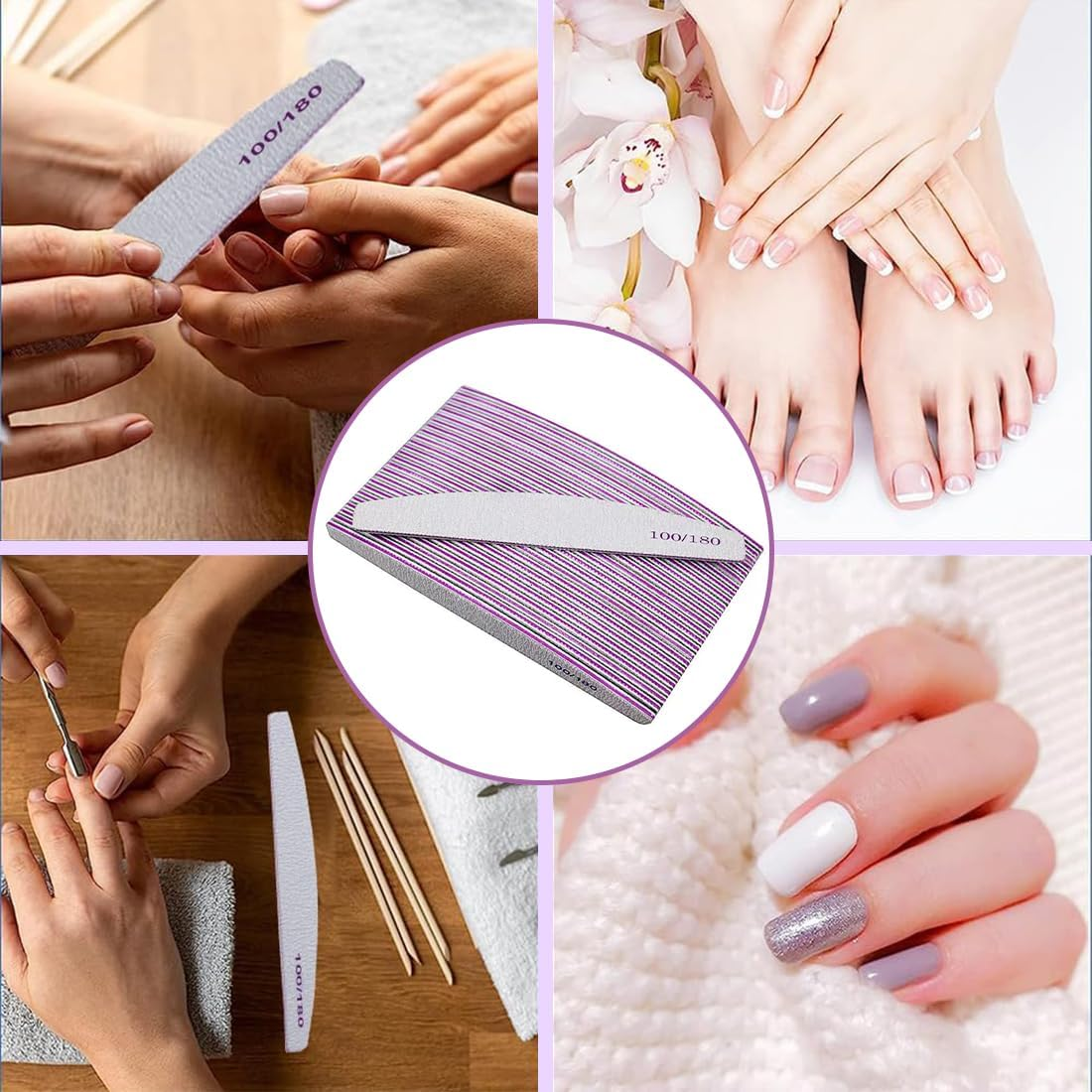 GGUFAY Pack of 25 Nail Files, Professional Nail Files for Gel Nails, Natural Nails, 100/180, Washable Double-Sided Nail File for Nails, Hairdressing Salon, DIY Nail Art, Pets image number 2