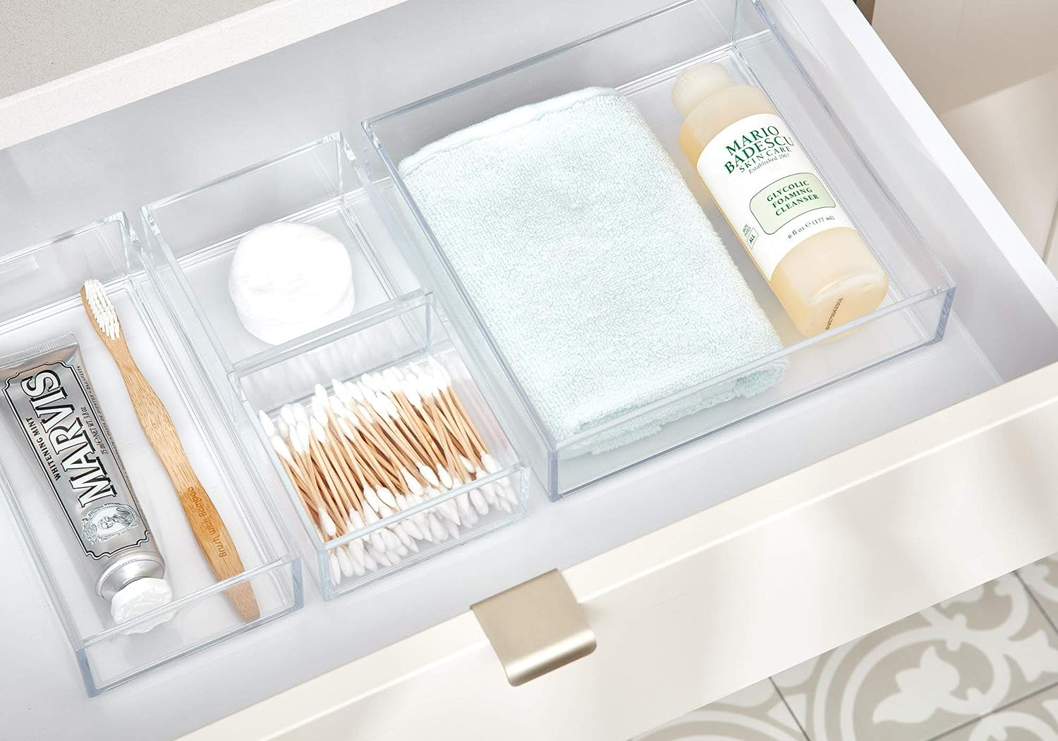 Interdesign Clarity Cosmetic Drawer Organizer for Vanity Cabinet to Hold Makeup, Beauty Products - 4" X 8" X 2", Clear image number 5