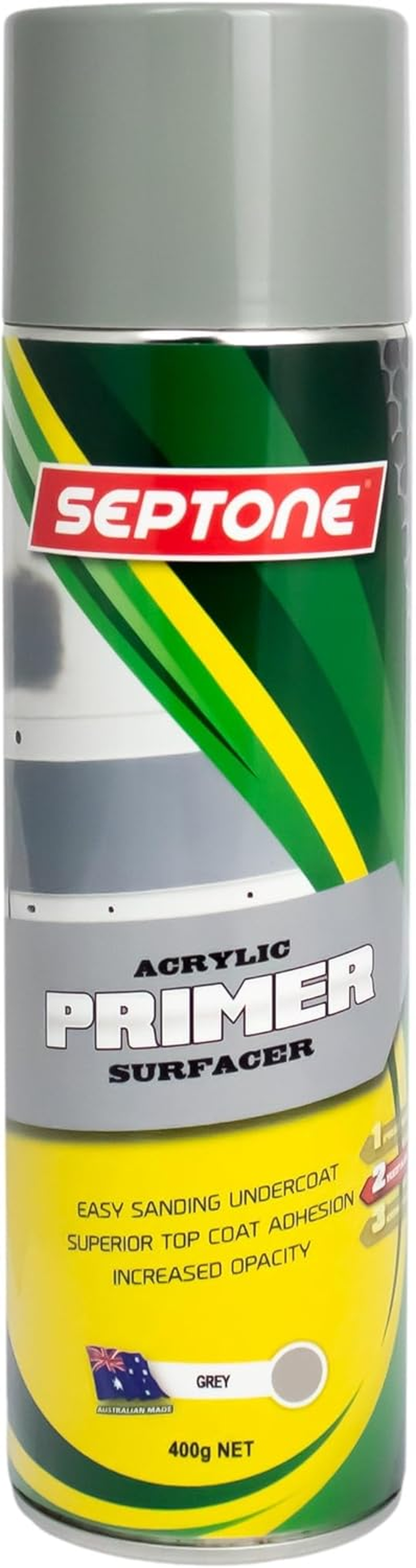 Septone Acrylic Aerosol Primer Surfacer, Grey, 400 G