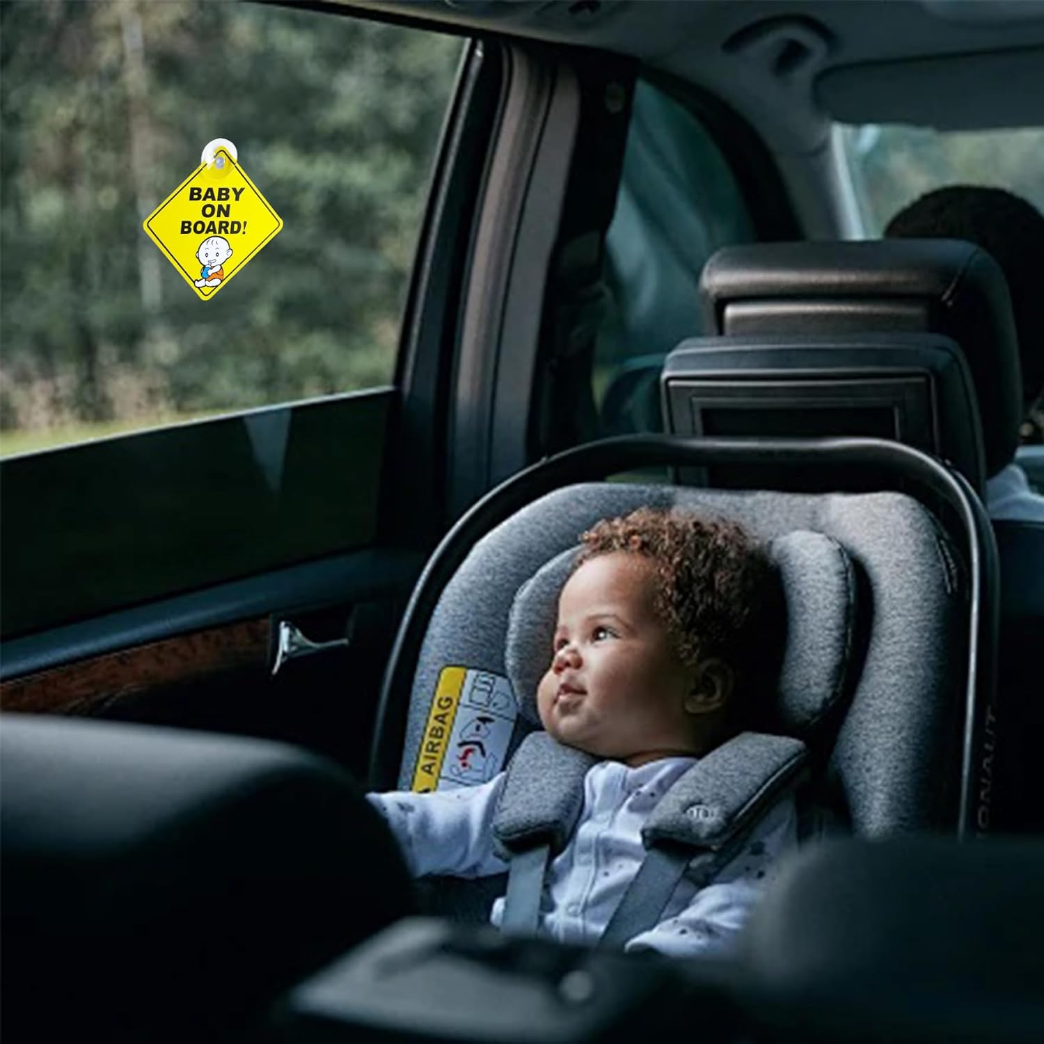 MAIGO 2Pcs Baby on Board Sign for Car with Suction Cups- Baby on Board Stickers, Baby on Board Car Warning Signs, Baby on Board Badge, Child on Board Car Signs, Reusable Safety Car Window Clings image number 4