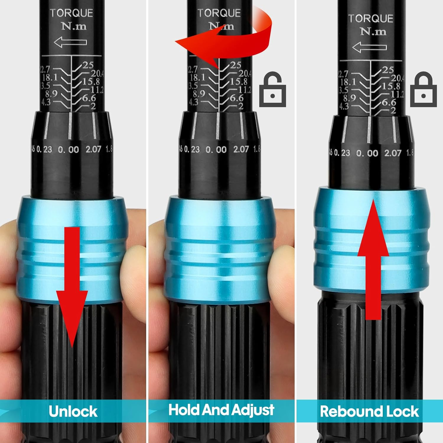 Shall 15-Piece 1/4" Torque Wrench Set, (2-25Nm) Dual Direction Adjustable 72 Tooth for Bike and Motorcycle Maintenance,With Extension Pole and Storage Box image number 6