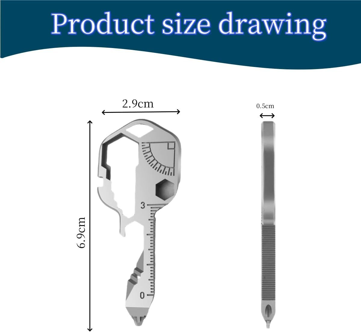 2Pcs 24In 1 Multi-Function Portable Key Chain Accessories, Pocket Hand Tools Outdoor Camping Key Chain, Mini Wrench with Corkscrew, Corkscrew, Ruler (Silver)