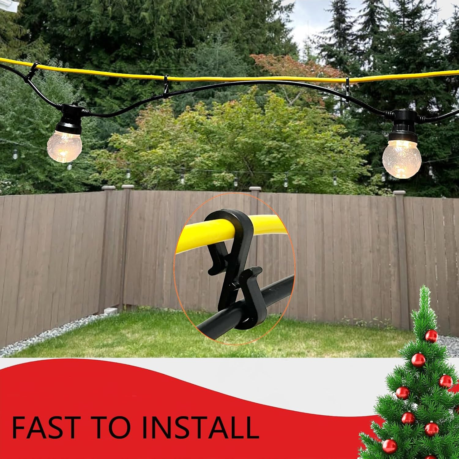 Pack of 100 Holiday Light Clips Christmas Light Clips Outdoor Hang String Lights Clips Hooks for Christmas Decoration String Lights Weatherproof Outdoor Lights Clips for Halloween Xmas image number 3