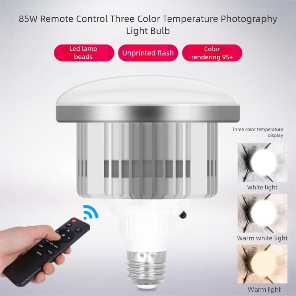 Photography Light Bulb 3000-5700K Dimmable Tricolor LED Bulbs for Softbox Bulb in E27 Socket for Photography Photo Video Studio Lighting (150, Watts) image number 1