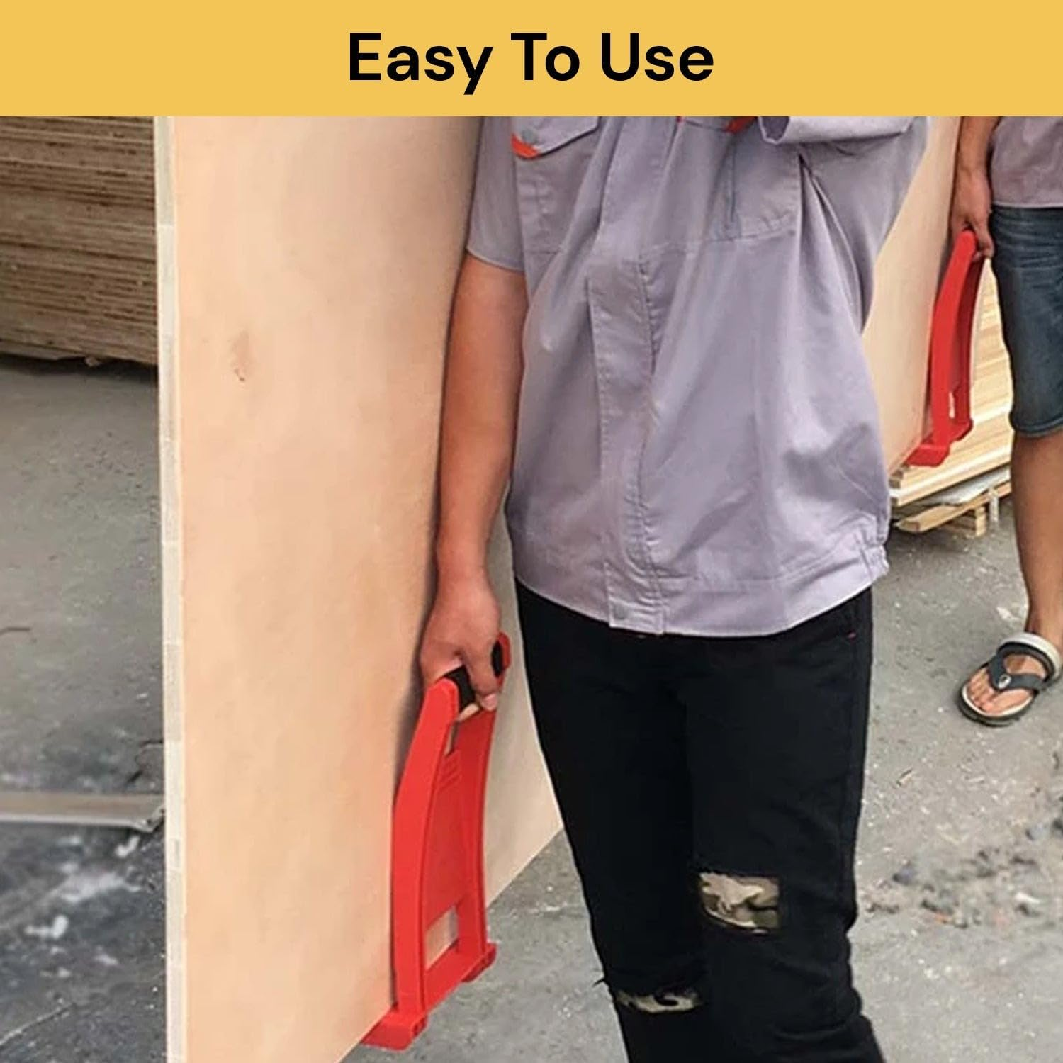 EZONEDEAL Drywall Carrier, Lift and Carry Panel Mover, ABS Plastic Panel Carrier Tool, Drywall Carrying Handle with 176Lbs Load Bearing, Great for Plywood, Glass Board, Plasterboard image number 4