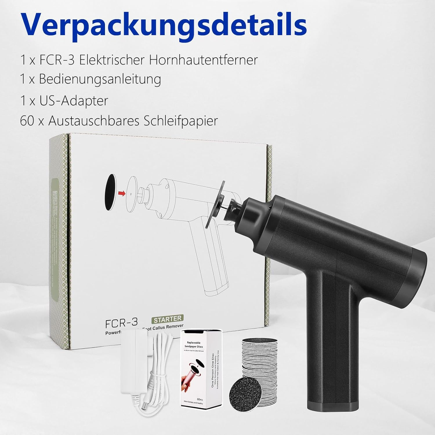 Electric Callus Remover, 4500 Rpm, Adjustable Speed, Professional Callus Remover, Electric Callus Remover, Pedicure, Electric Foot File, Black FCR-3 image number 4