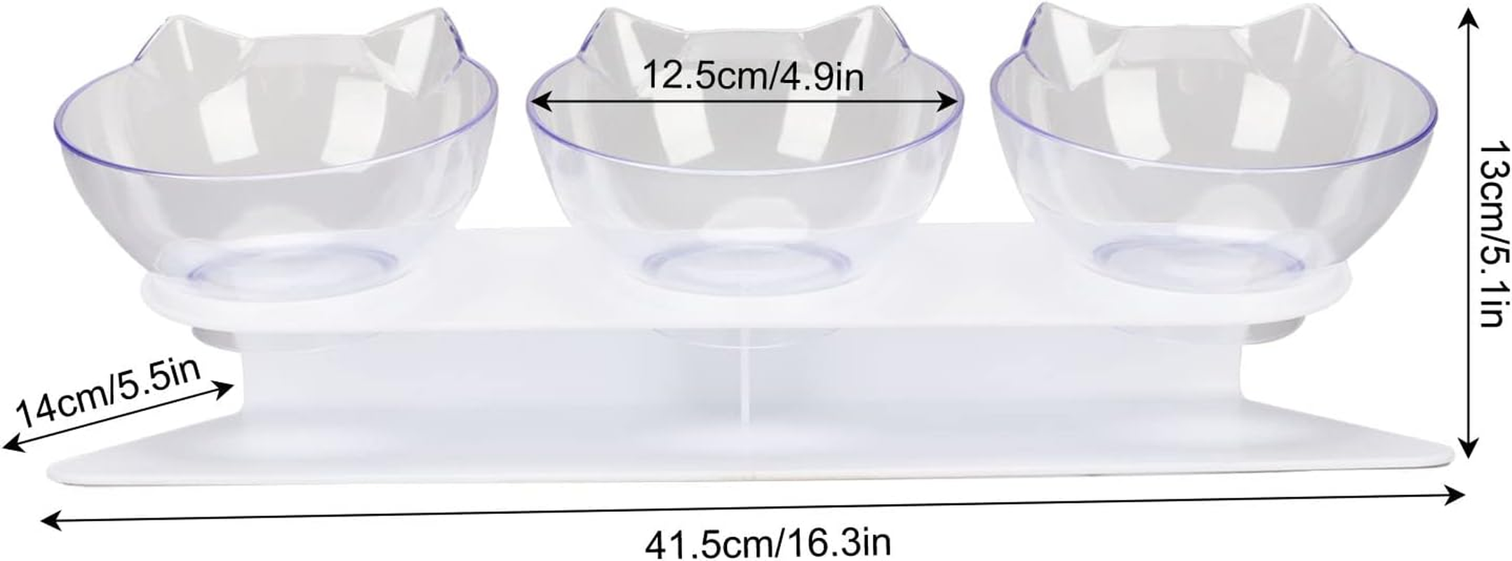 Pssopp 3 Raised Feeding Bowls for Cats Transparent Removable Raised Feeding Bowls Water Raised Feeding Bowls for Cats and Small Dogs