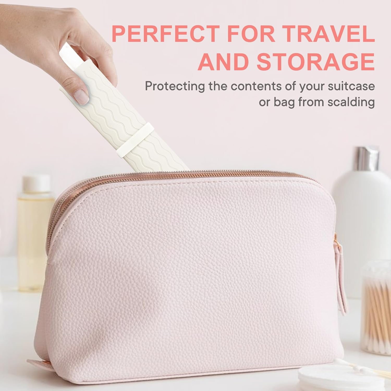 Oversize Silicone Heat Resistant Mat, Portable Travel Mat Cover for Curling Irons, Flat Irons, Hair Straightener and Hot Hair Styling Tools(14.2" X 11") - Ivory image number 2