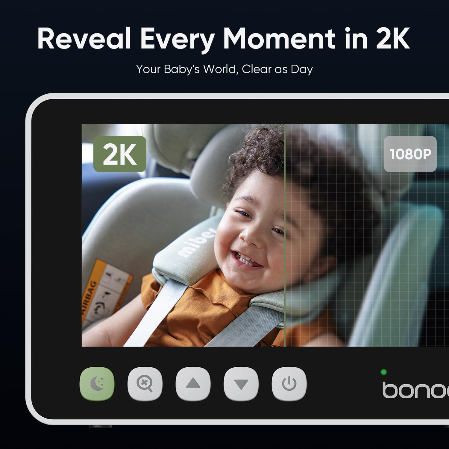 Bonoch 5'' 2K Baby Car Camera Backseat - 2025 Upgrade 360 Degree Rotating Wide View USB Powered Baby Car Monitor with Car Charger, Easy Setup Car Seat Camera for Baby Rear Facing with Night Vision image number 5