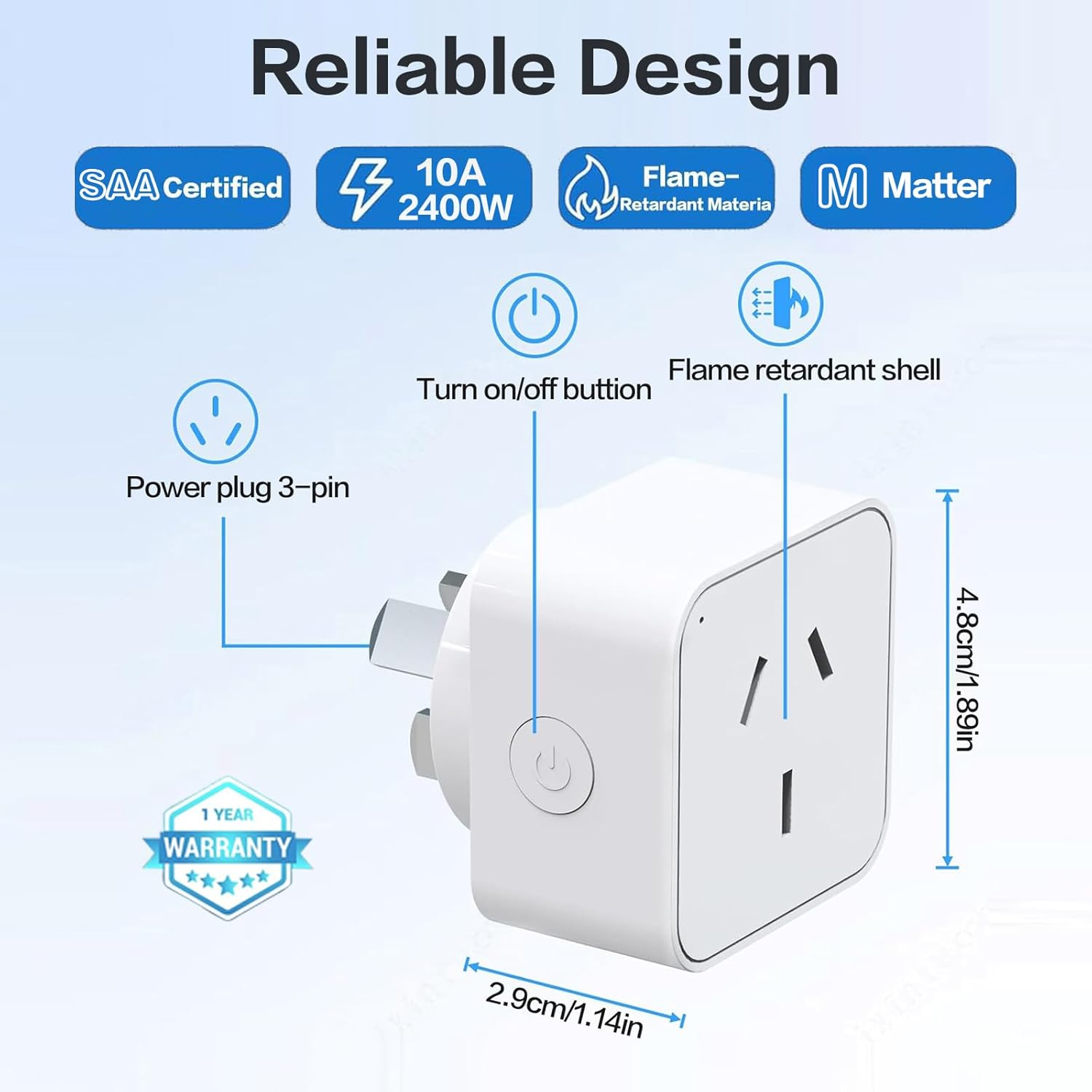 Jinvoo Matter Smart Plug, 100% Privacy Smart Socket, Works with Applee Home, Alexa, Google Home, Smartthingss, Smart Socket, Smart Home Automation, Timer, 2 Pack