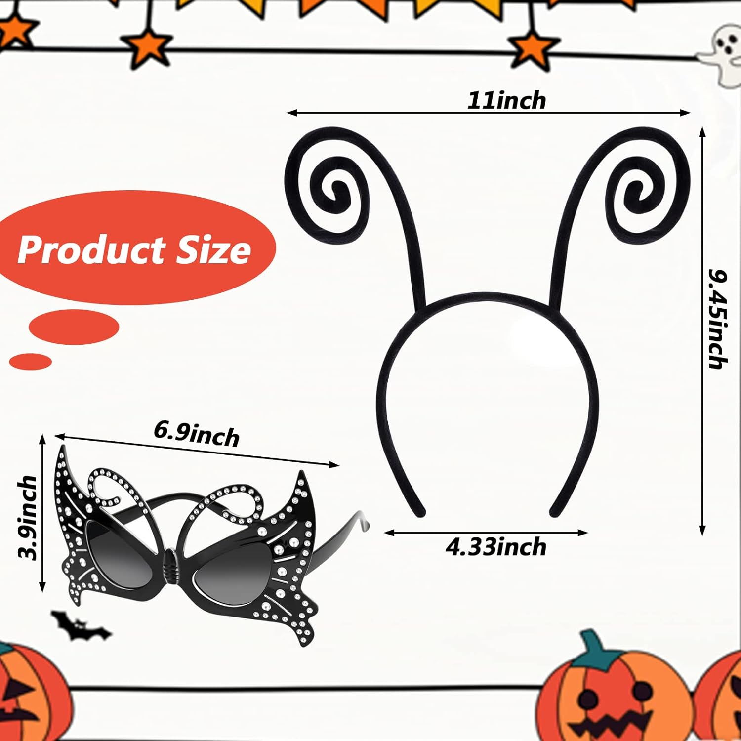 2 Pack Butterfly Antenna Headband and Black Eyeglasses Bug Antenna Headband Butterfly Costume Accessories image number 4