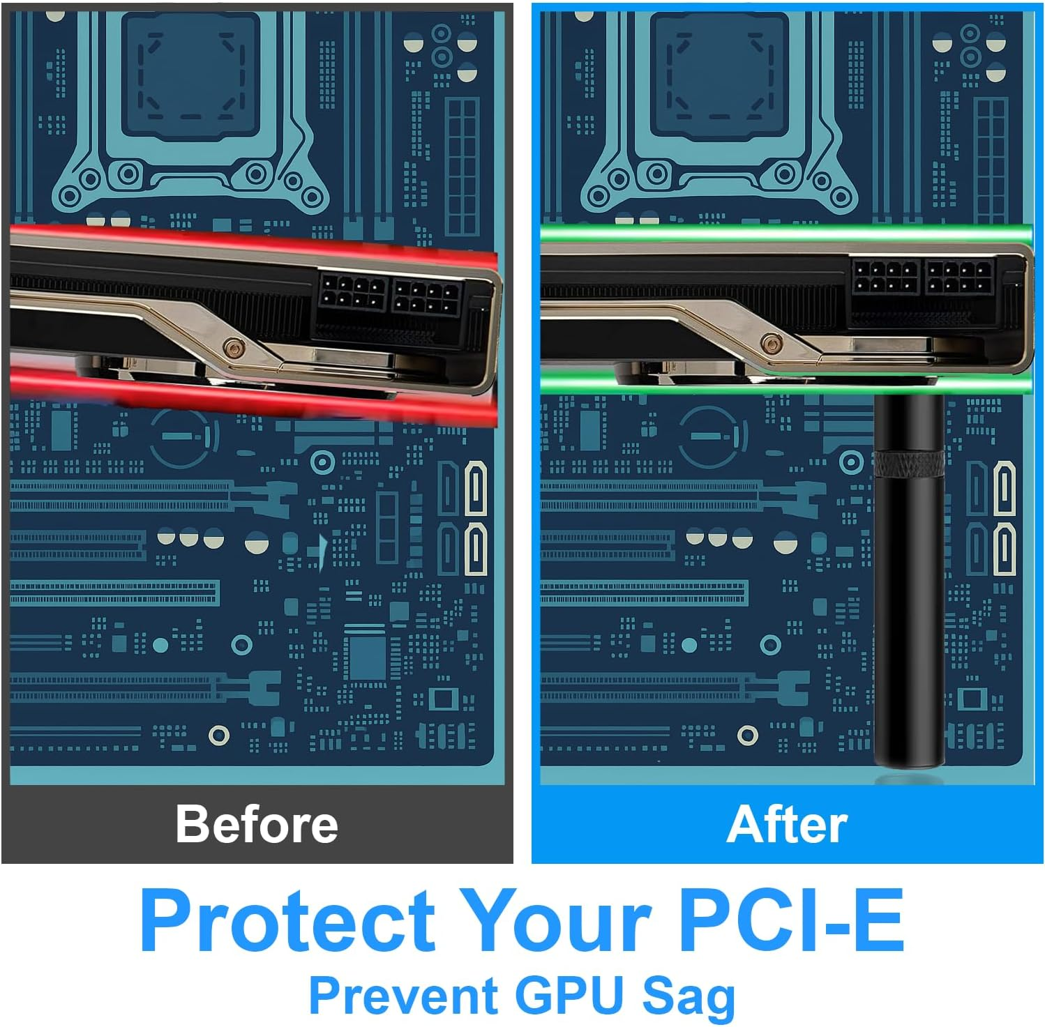 California JOS GPU Support Bracket Graphics Card Brace Anti-Sag Holder Height Adjustable Video Card Stand Black Large image number 2