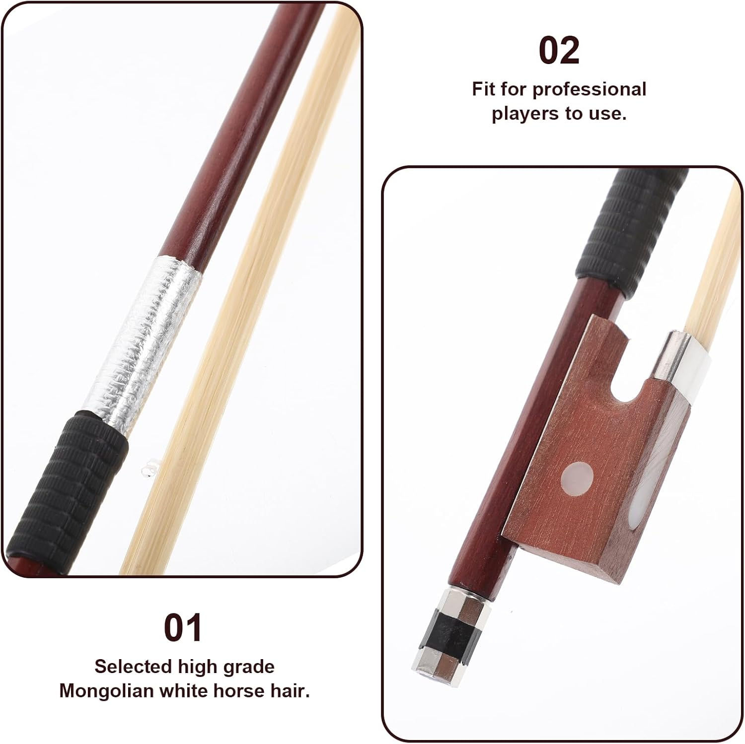 Violin Bow Practice Wood Guitar Accessory Horsehair Violin Bow 1/4 Violin Bow Carbon Fiber Violin Bow Arbor Violin Bows Violin Accessories for Beginners Child Violin Strings Wooden Electric image number 1