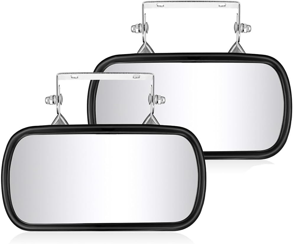 2 Piece Stainless Steel Rectangular Convex Mirror with Rectangular U-Bracket Rearview Mirror, Downward View Convex Mirror Assembly for Improved Visibility on Cars, Trucks, Tractors and Forklifts image number 3
