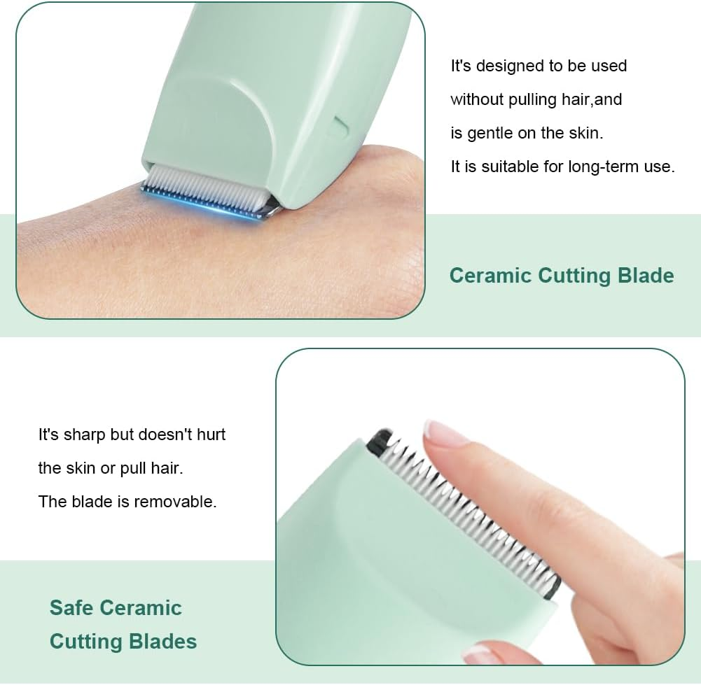 HOTUT Baby Hair Clipper, Waterproof Rechargeable Cordless Hair Trimmer with LCD Display, 2 Guide Combs, Quiet Kids Hair Clipper, Hair Trimmer for Baby (Green) image number 3