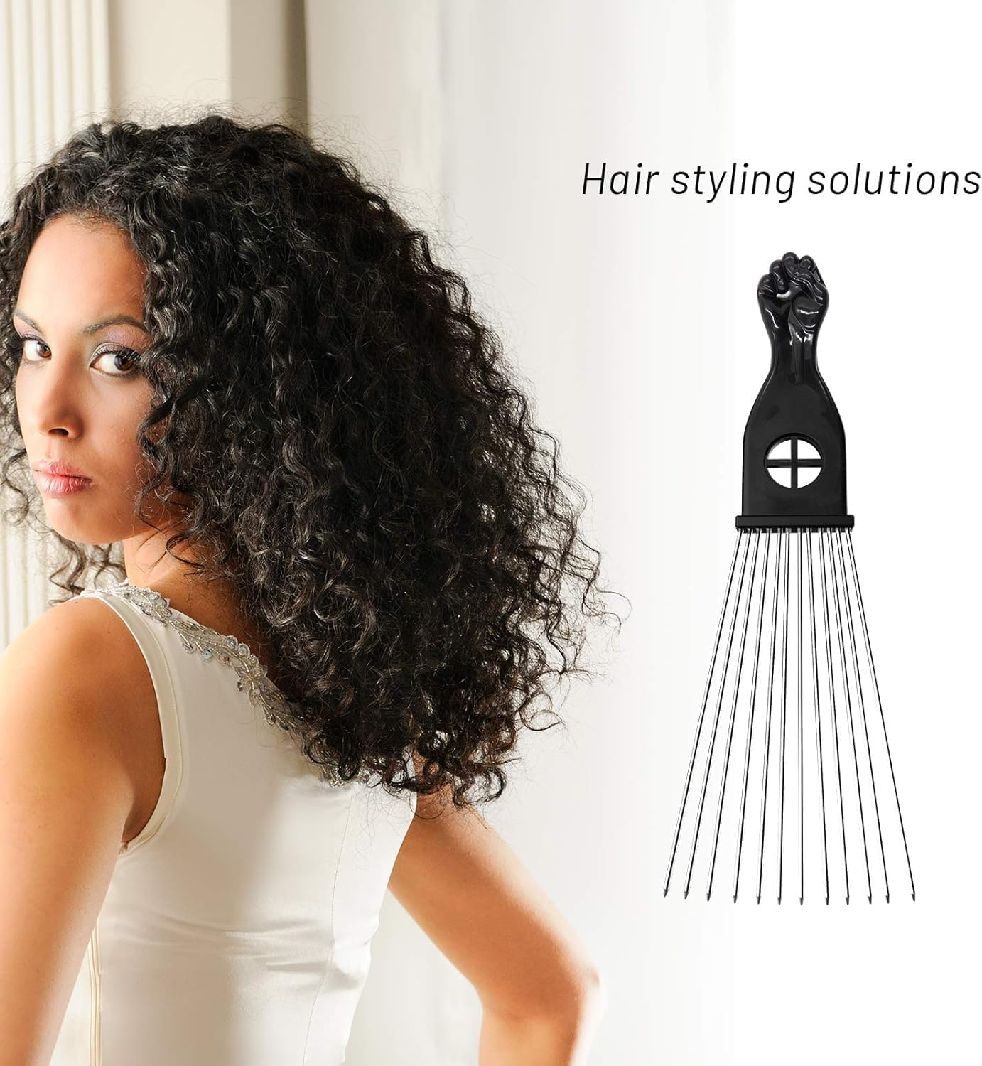 Metal Afro Hair Comb Hair Pick Comb, 2Pcs Metal Afro Hair Pick Combs,Metal Afro Comb African Pick Comb,Afro Comb Metal Pick Comb,Metal Hair Pick Comb,Afro Hair Comb Metal Curling Comb Hair Picks Comb image number 1