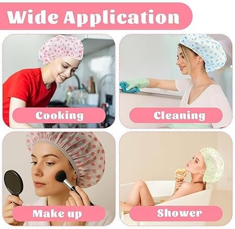 12 Pieces Durable Elastic Bathing Hair Caps, Reusable Waterproof Shower Caps, Lace Elastic Band Hair Bath Caps Beauty Salon Spa Shower Caps (Random Color) image number 6