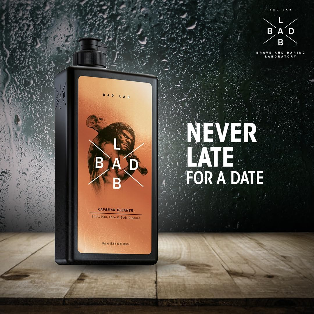 Bad Lab Thanksgiving Gift Caveman 3 in 1 Hair, Face and Body Cleaner, High Endurance, Healthier and Stronger Skin for Men (13.5 Oz),