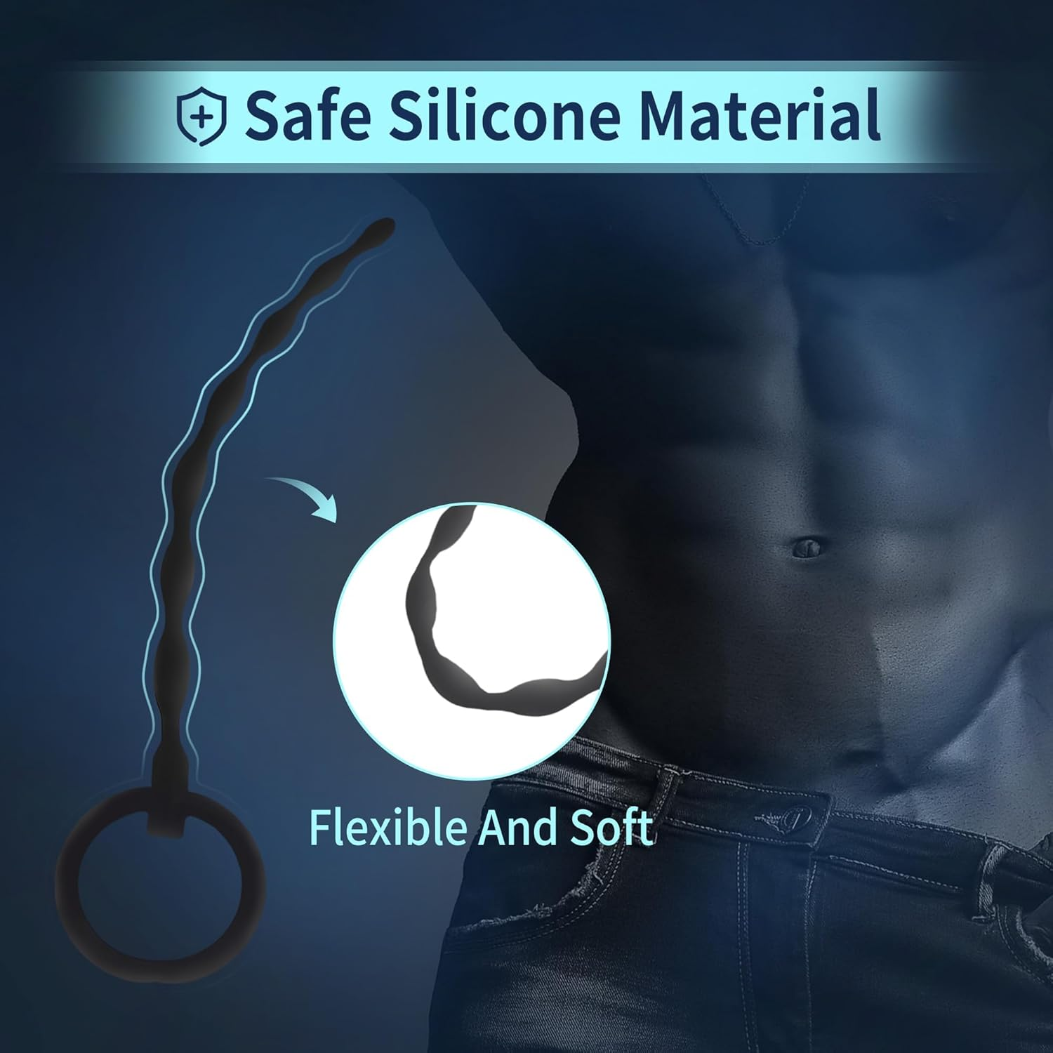 Urethral Sounds Silicone Plug Beads Urethral Catheter Tube Tip Beginners Set Urethral Dilator Insert Masturbation Rod Sex Toy for Men image number 2