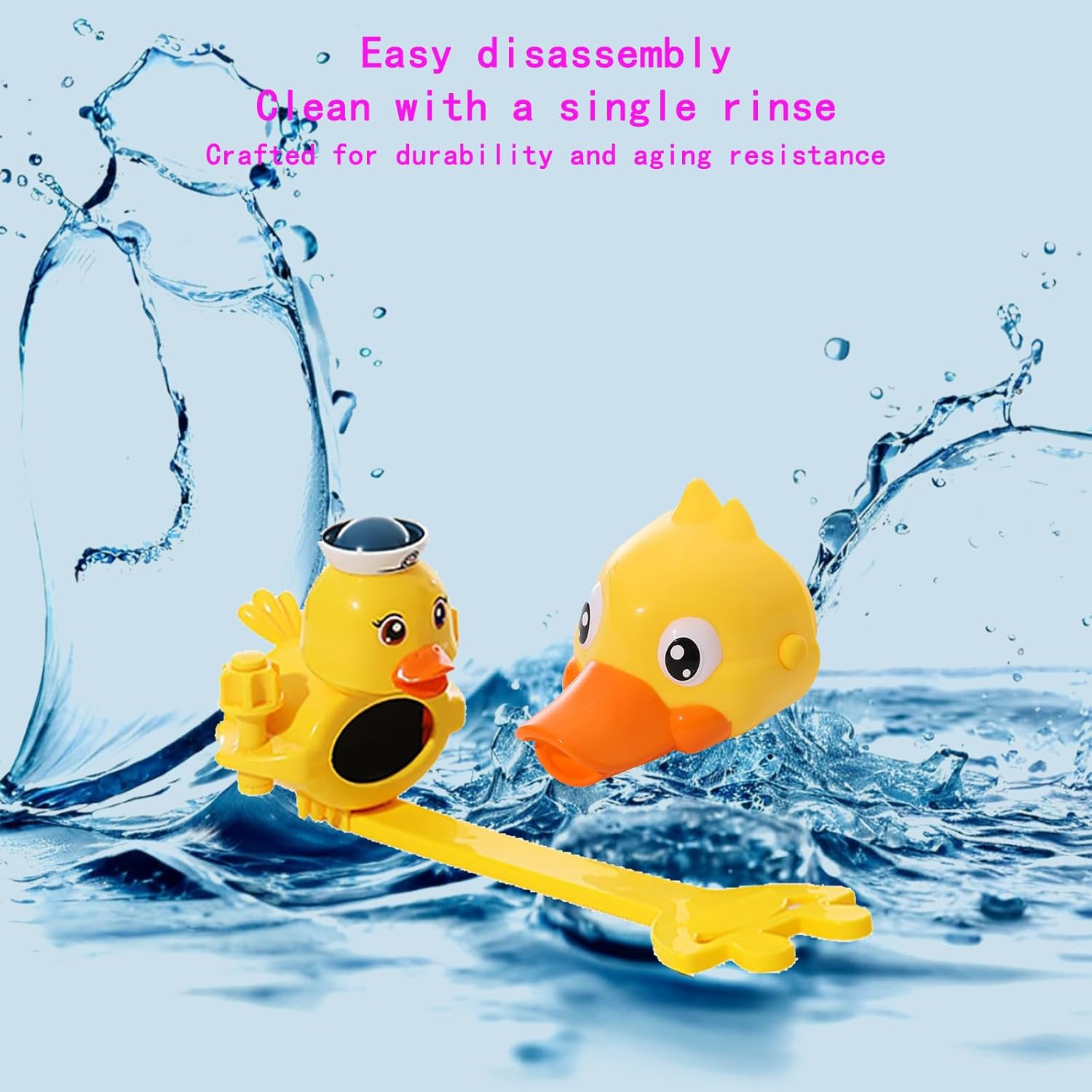 Kids Faucet Extender 2-Piece Set, Cute Yellow Duck Design, Safe Bathroom Sink Helper for Toddlers and Babies, Faucet Extender and Faucet Switch Extender