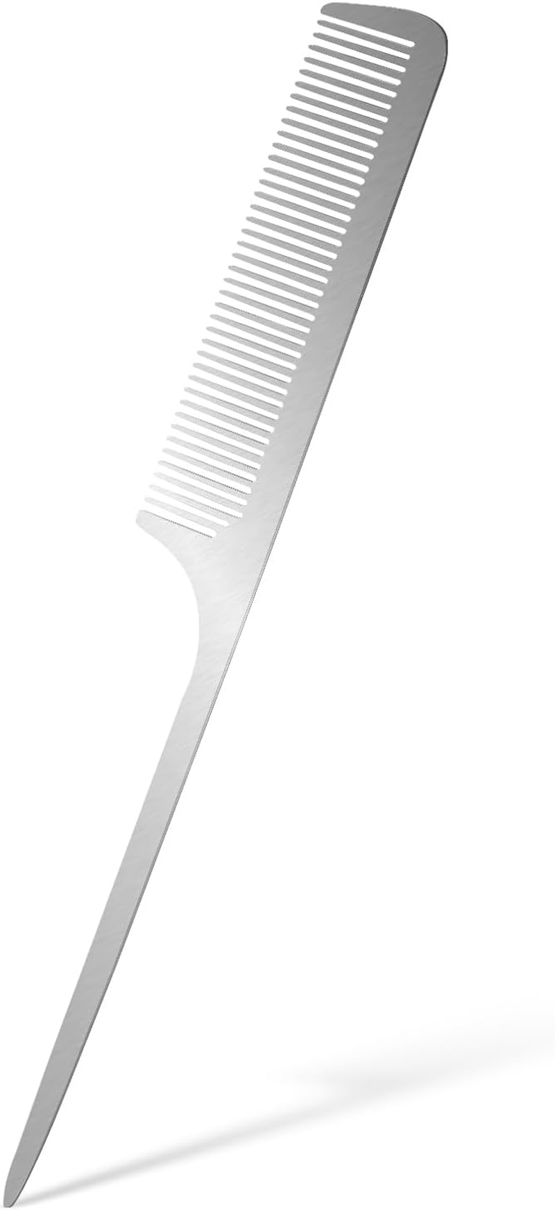 Metal Rat Tail Comb Stainless Steel Hair Combs Flat Top Fine Cutting Comb Teasing Pin Tail Barber Comb with Parting Tip, Rat Tail Comb with Metal Pick for Hair Stylist Women Men image number 1