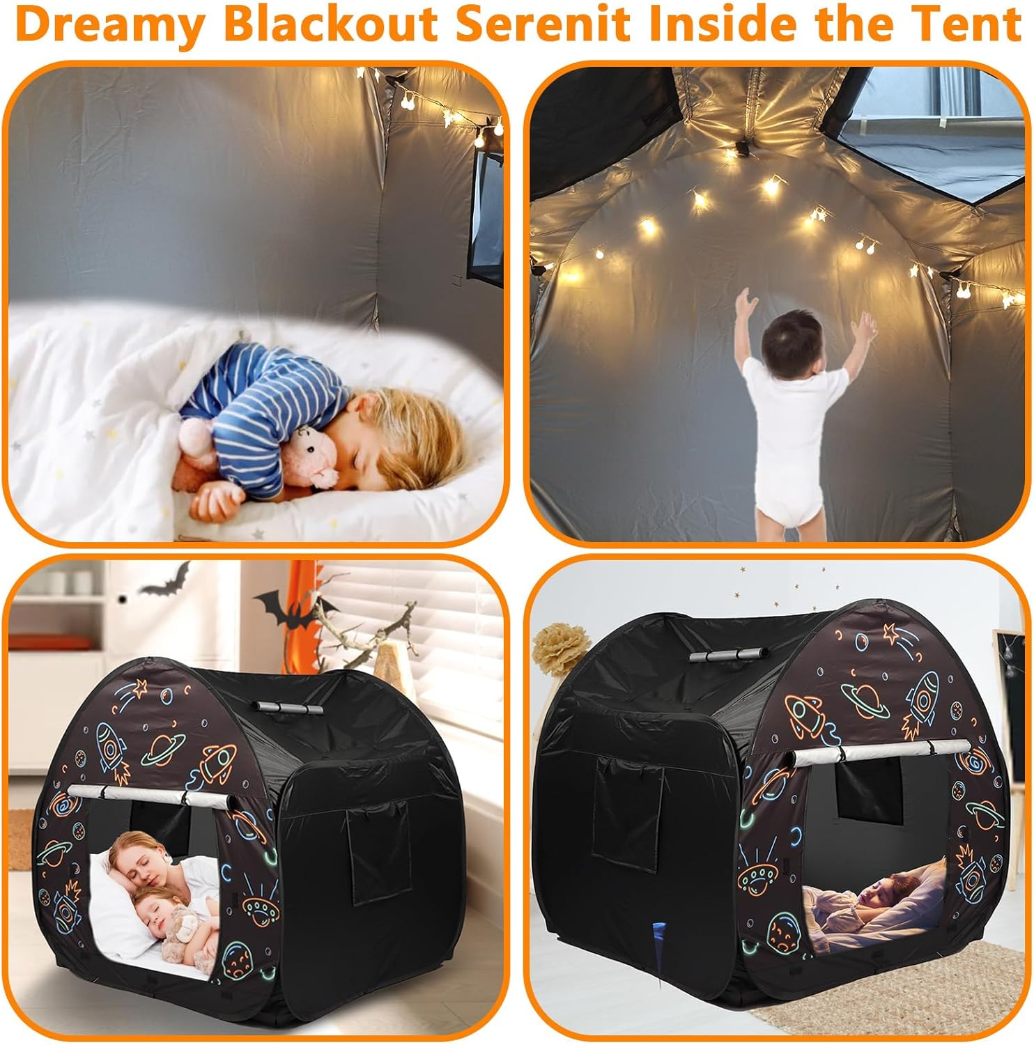 Ysityum Sensory Tent for Kids with Autism - Extra Large 47X47 in Kids Room Play Tent for Inside, Blackout Sensory Indoor Pop up Tent, with Door Window Light for Kids Autism Anxiety ADHD SPD image number 1