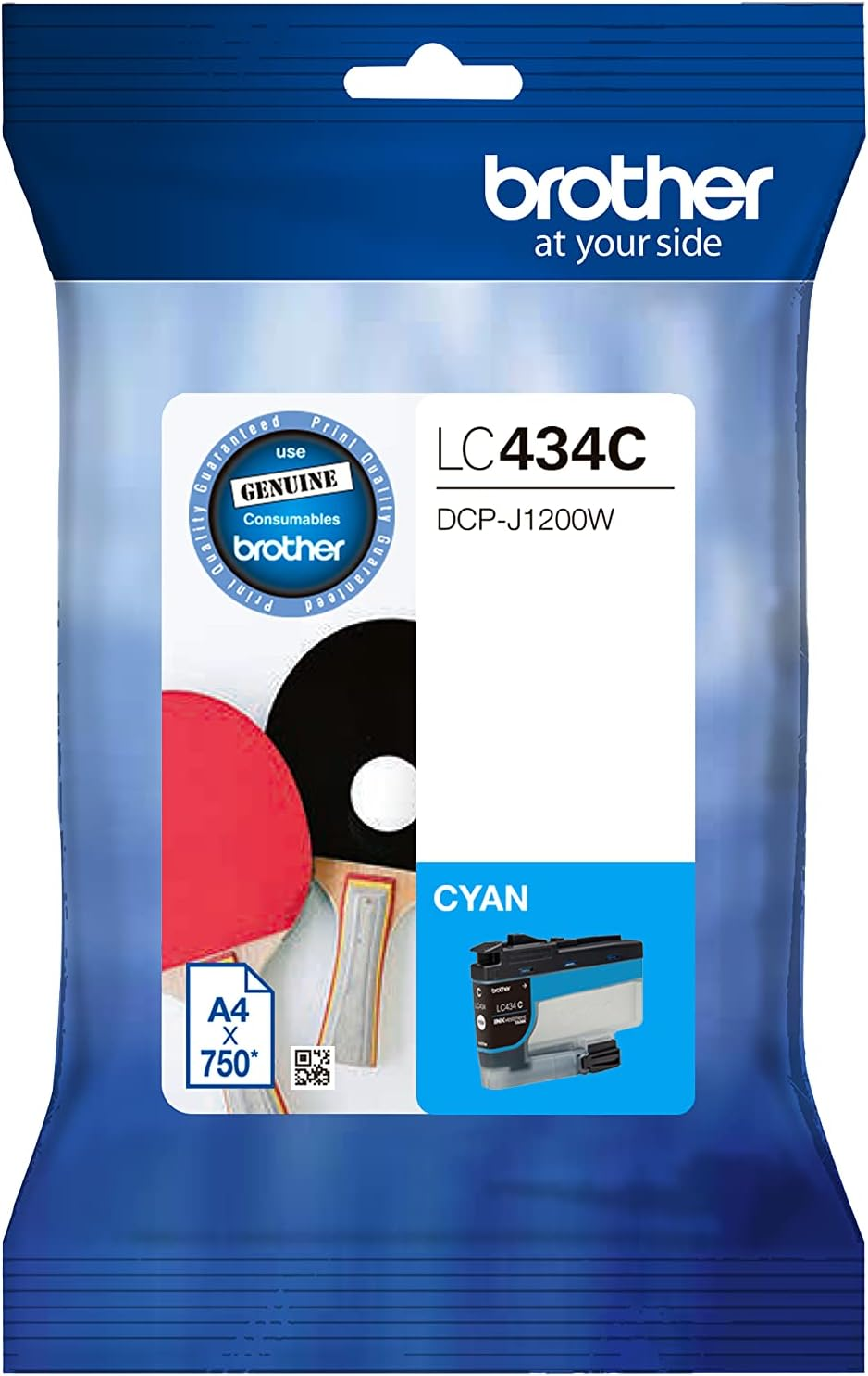 Brother Genuine LC434BK Ink Cartridge, Black, Page Yield up to 750 Pages, for Use With: DCP-J1200W / DCP-J1200W XL