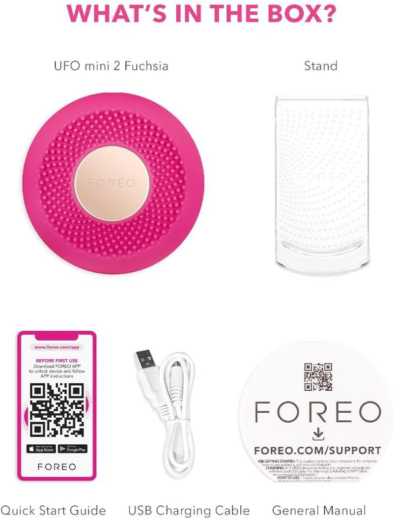 FOREO UFO Mini 2 Face Mask Treatment Complete Facial | Full LED Spectrum & Red Light Therapy for Face | Warming | Face Moisturizer | Dark Spot & Acne Scar Treatment for Face | Nourishing image number 1