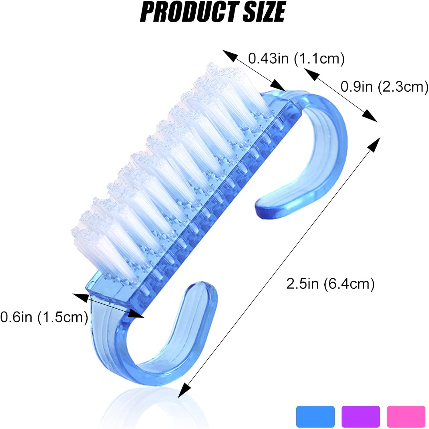 RETON 24 Pcs Handle Grip Nail Brush, Nail Brushes Fingernail Scrub Cleaning Brushes for Toes and Nails Cleaner, Pedicure Manicure Brush for Women Men Girls (Multicolor) image number 3