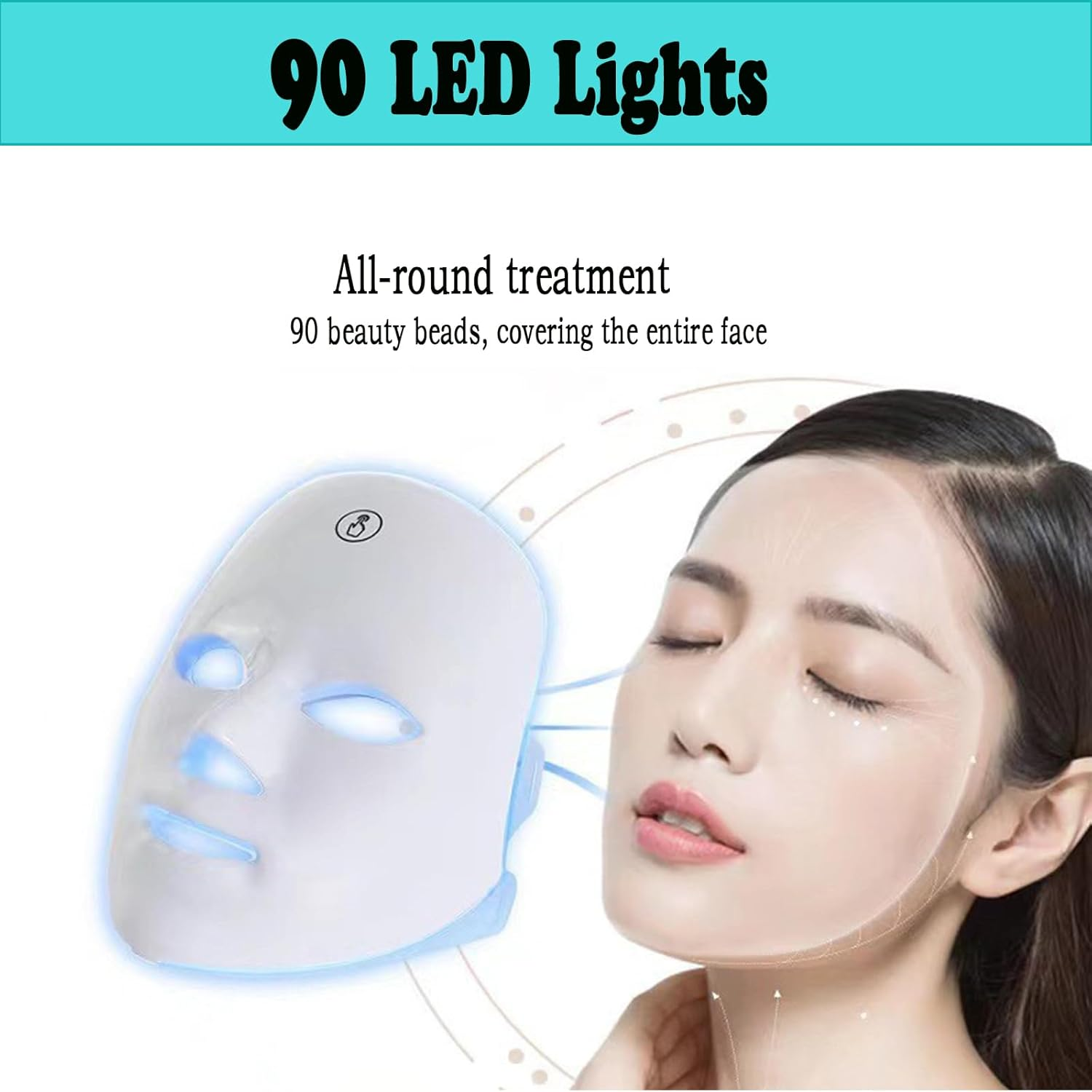 7 Colors Led Mask, Led Face Mask, Phototherapy Mask, Light Therapy Mask, Beauty Phototherapy Mask, Luminotherapy Facial Mask (White) image number 4