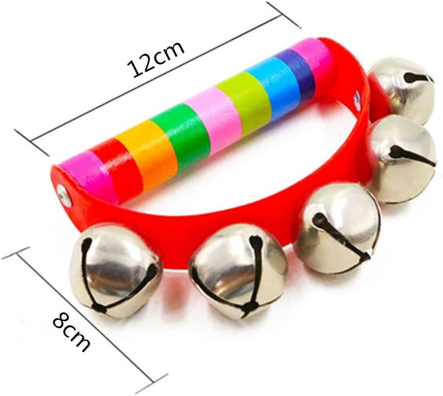 Loopunk 6 PCS Note Musical Handbells, Hand Sleigh Bells Wooden Semicircle Handbells Jingle Shaker Bells Educational Instrument Handbells for Children'S Day and Family Activity School.(Random Color) image number 4