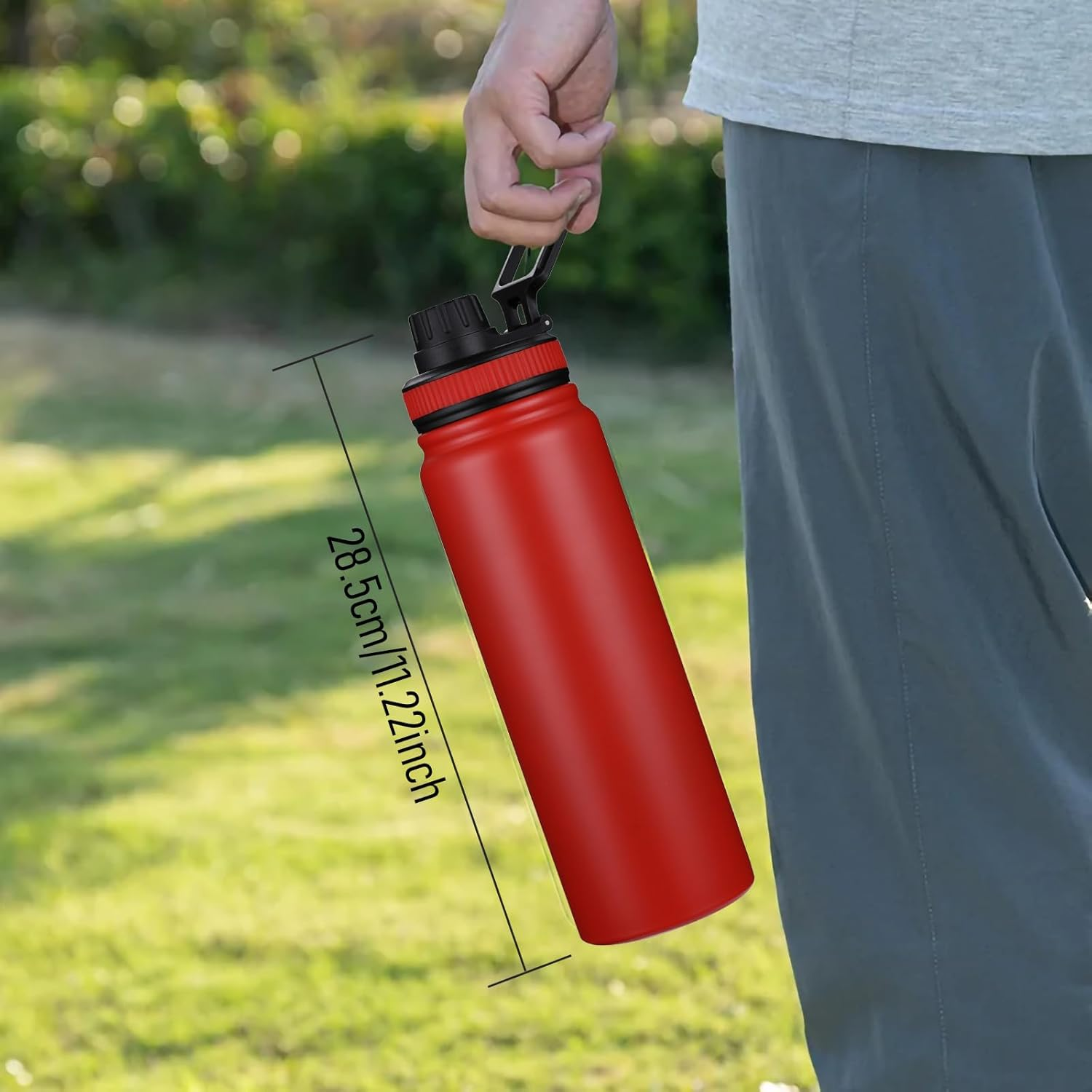 LMX 40 Oz Stainless Steel Insulated Water Bottle Double-Wall Vacuum Sealed Flask BPA Free, Keep 24 Hours Cold and 12 Hours Hot for Water,Coffe,Tea (Red) image number 3