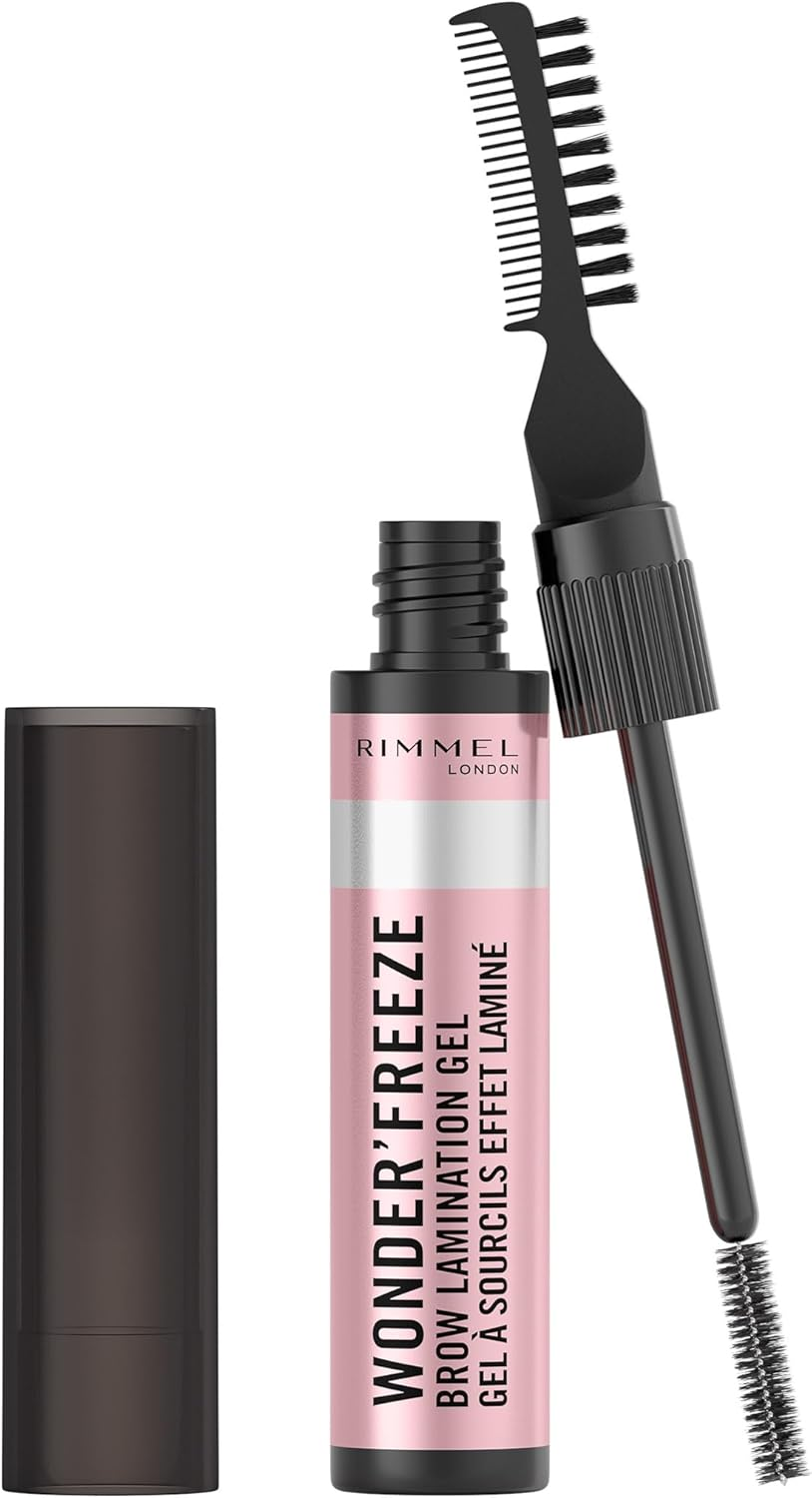 Rimmel Wonder'Freeze Brow Lamination Gel, 001 Clear, Brow Wax, Sculpts Brows, Lightweight, Vegan Formula