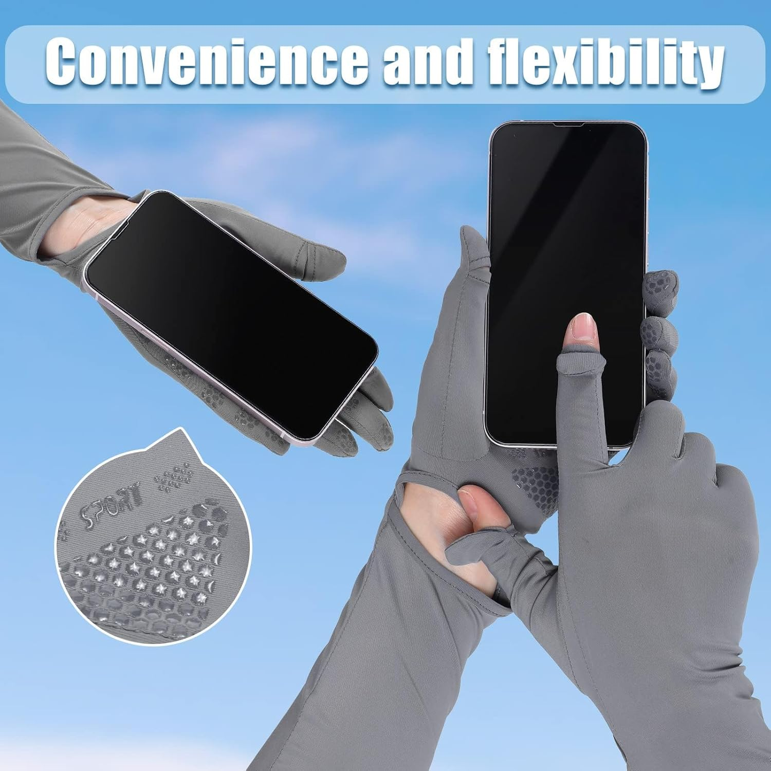 Catchu Sun Protection Long Gloves, Touchscreen Arm Sunblock Driving Gloves, UPF 50+ Sunscreen for Outdoor Sports Cycling Summer Gloves 2 Pairs image number 2