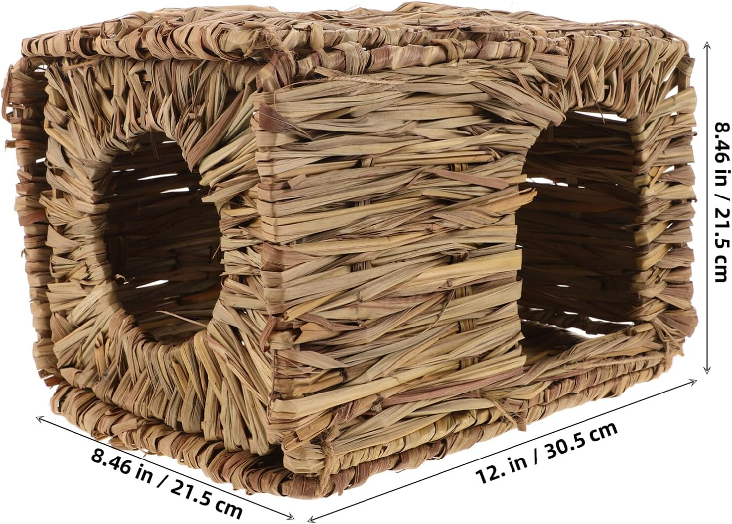 Milisten Grass Bunny House, Woven Animal Hut Rabbit Nest Bunny Straw Woven House Rabbit Bed for Rabbits Hamster image number 4