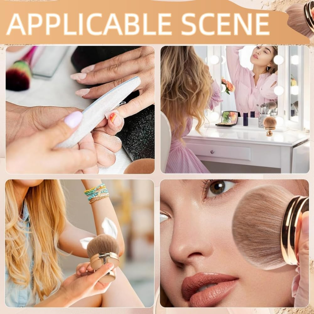 HIDOSNG 1Pcs Extra Large Makeup Brush, 3'' Width Self Tanner Brush,Kabuki Powder, (Rose Gold) image number 4