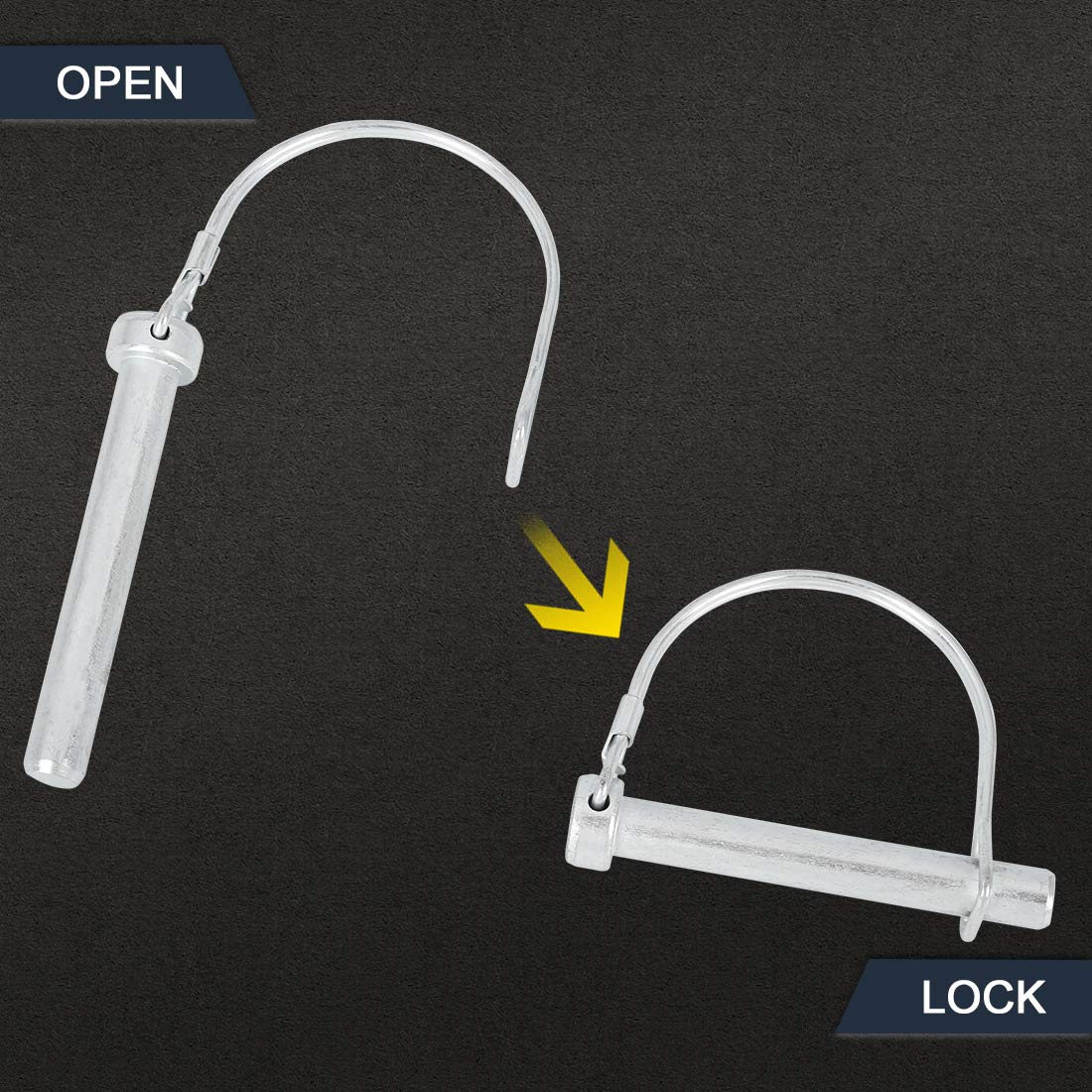 X AUTOHAUX 4Pcs 2.76" X 0.39" 70 X 10Mm Arch D Shape Trailer Shaft Locking Pin Safety Coupler Pin for Car Boat Metal image number 2