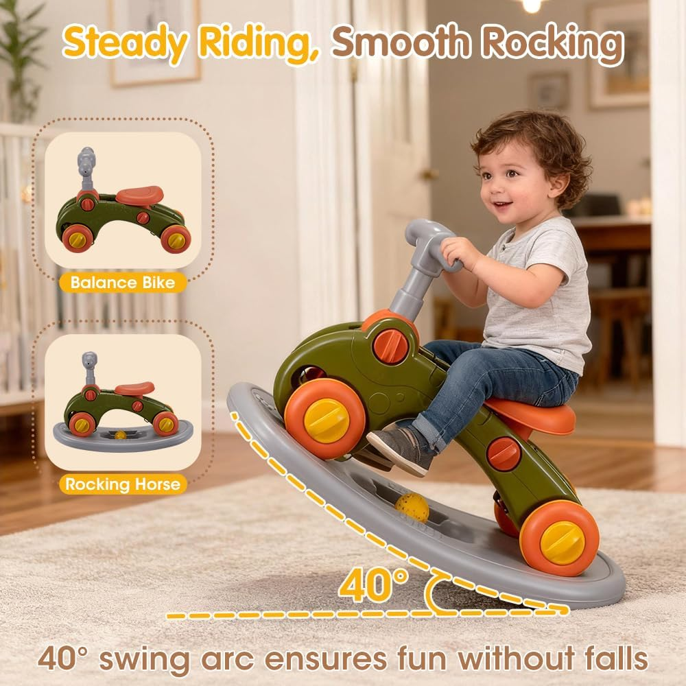 Playpals Baby Play Mat & Gym, Kick and Play Piano Mat & Hanging Toys, Adorable Animal-Themed Baby Play Gym, Tummy Time Mat, Sit-To-Stand Walker & Ride-On Toy for Newborns to Toddlers, Green - Pink image number 6