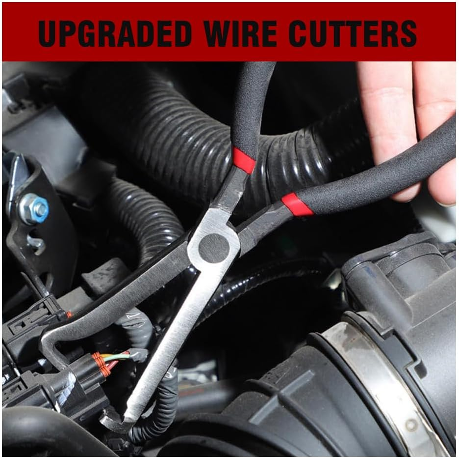 Electrical Disconnect Pliers,Long Spark Plug Disassembly Pliers,Electrical Connector Pliers Automotive Tool for Push Tab Style Plugs(Red)